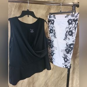 Lane Bryant black tank top size 18/20 and white & black pencil skirt size 20